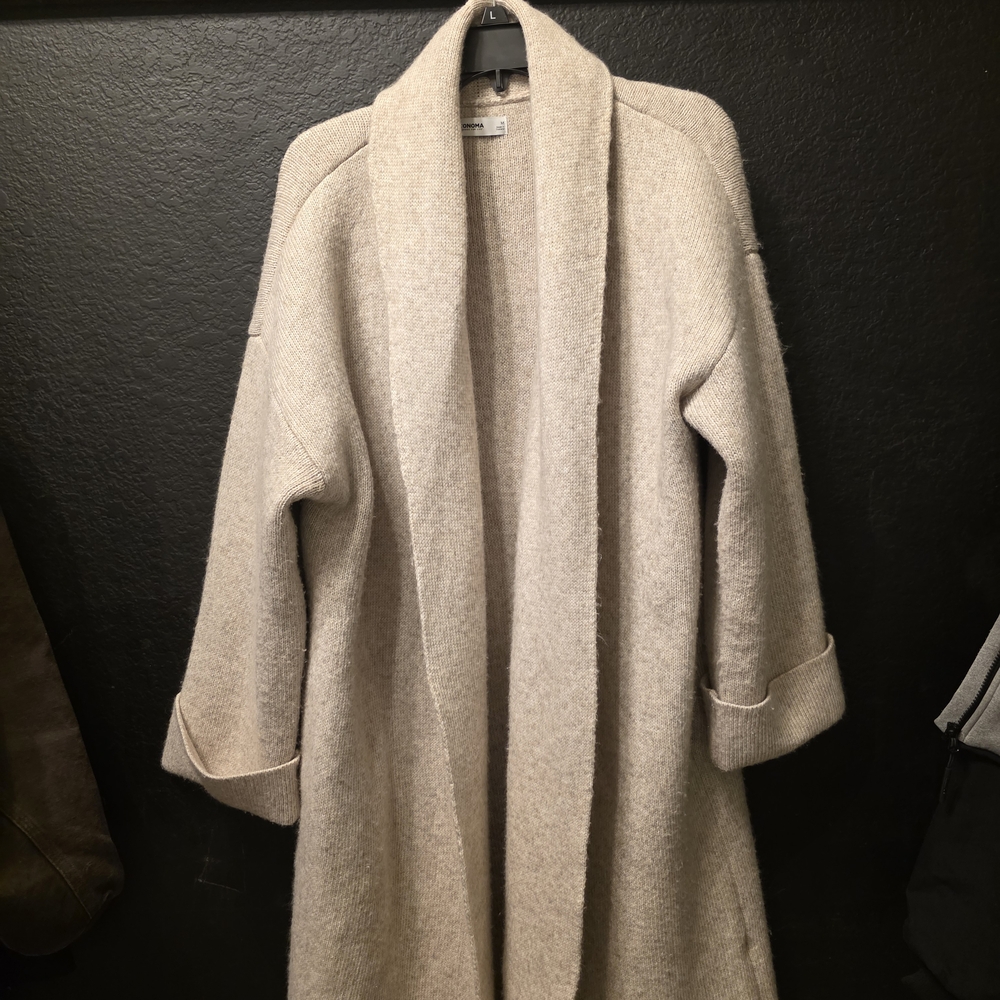 Sonoma Cream Knit Open-Front Shawl Cardigan